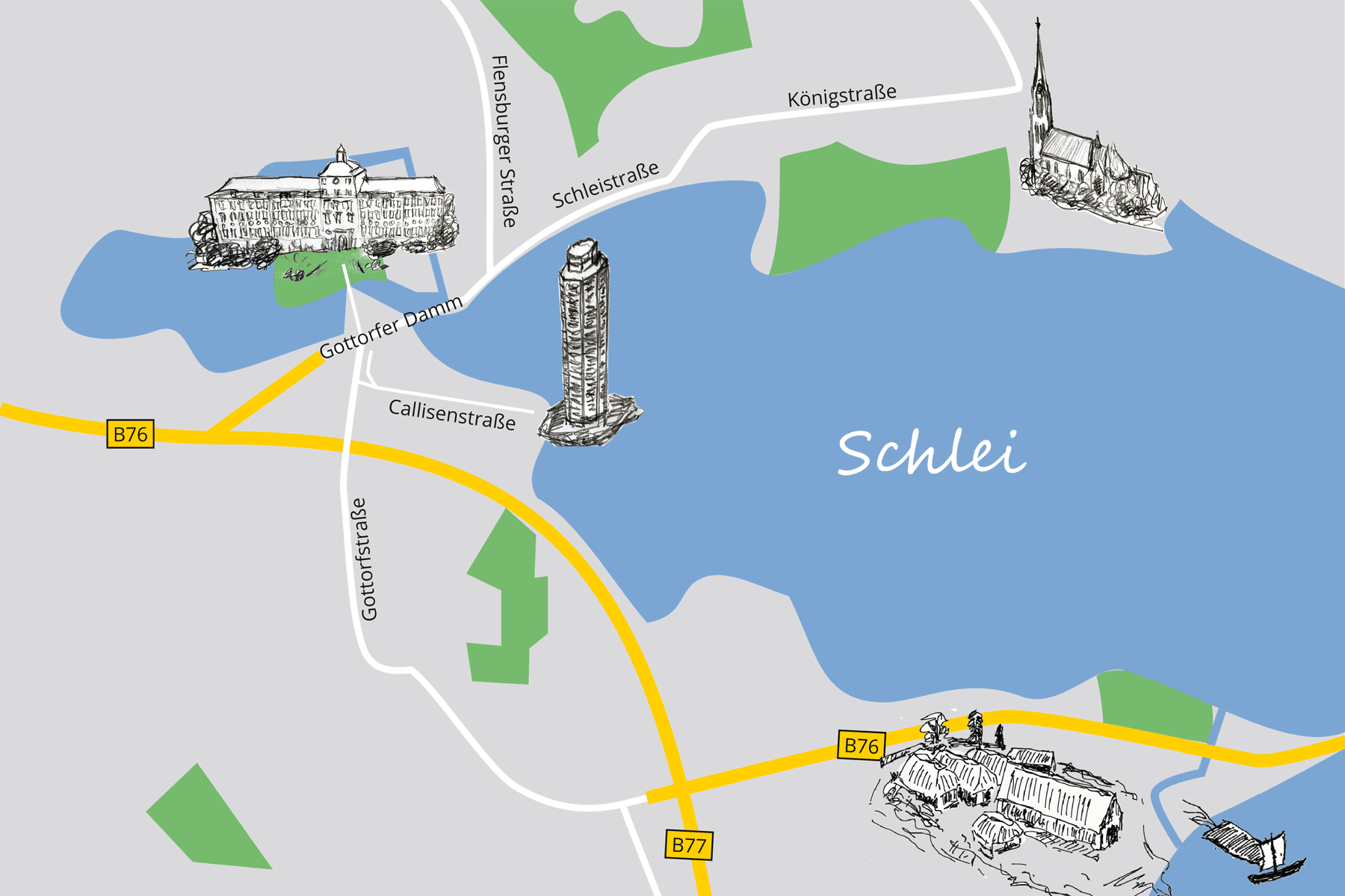 Anfahrt Schleswig, Gottorfstraße 3a